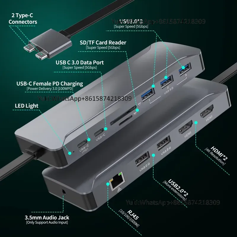 Rj45 Jack - Popularna stacja dokująca z podwójnym wyświetlaczem,