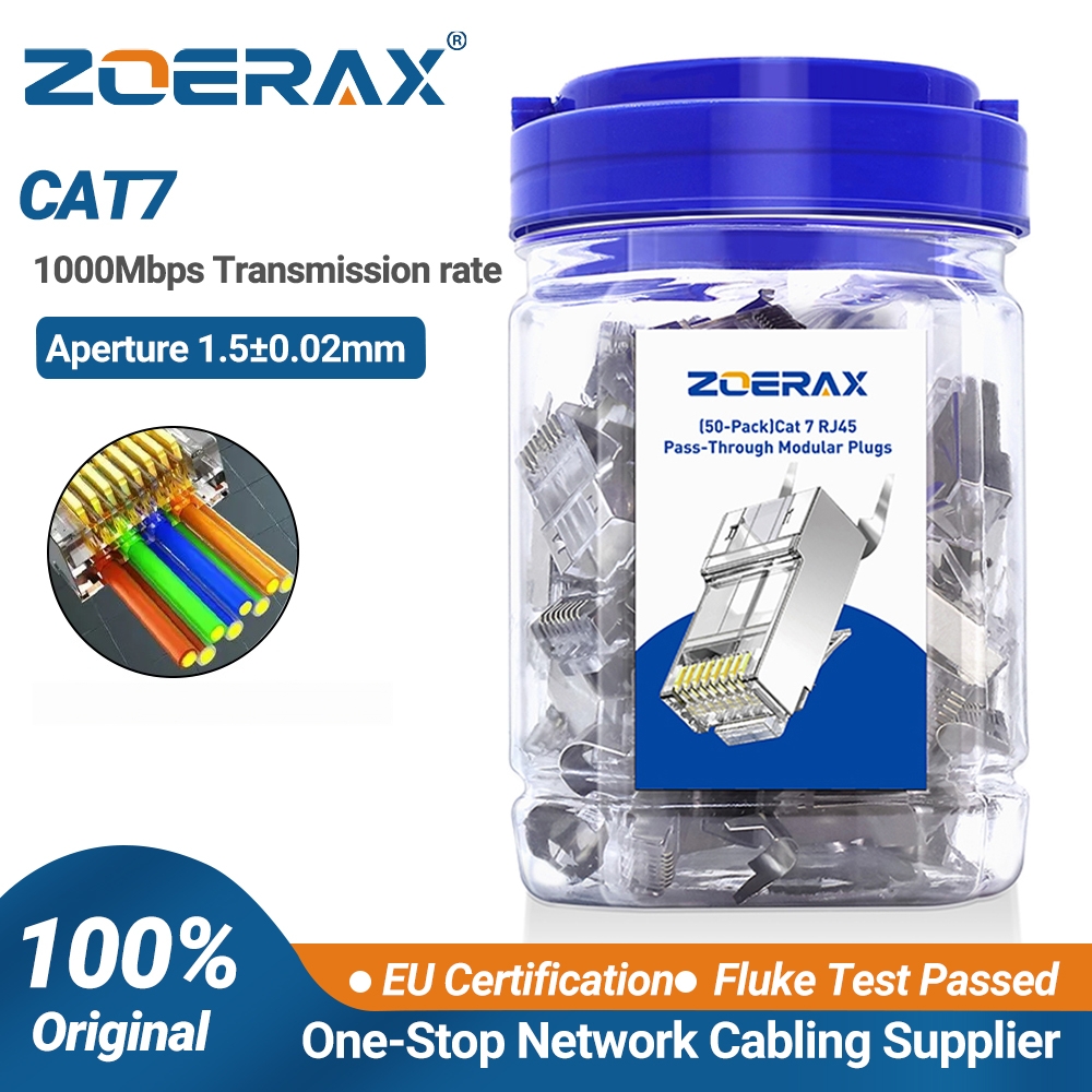 Rj45 Jack - ZoeRax 50 sztuk Ekranowane Złącza Przelotowe