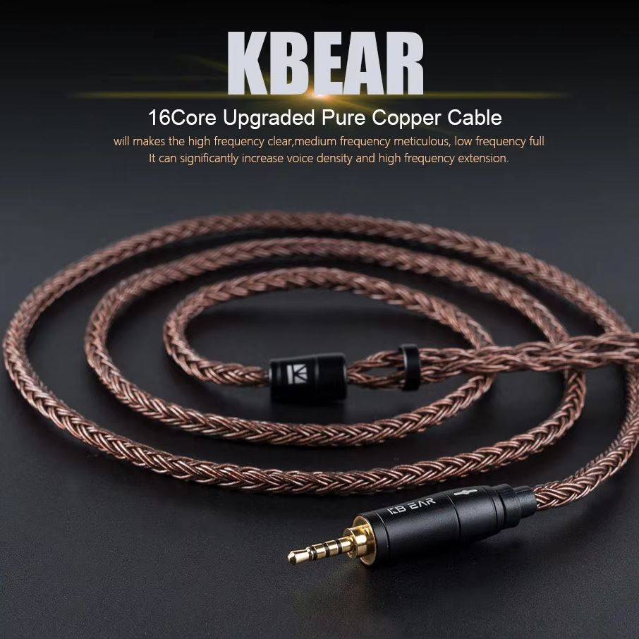Trs Cable - KBEAR 16-rdzeniowy 2-pinowy kabel słuchawkowy IEM,