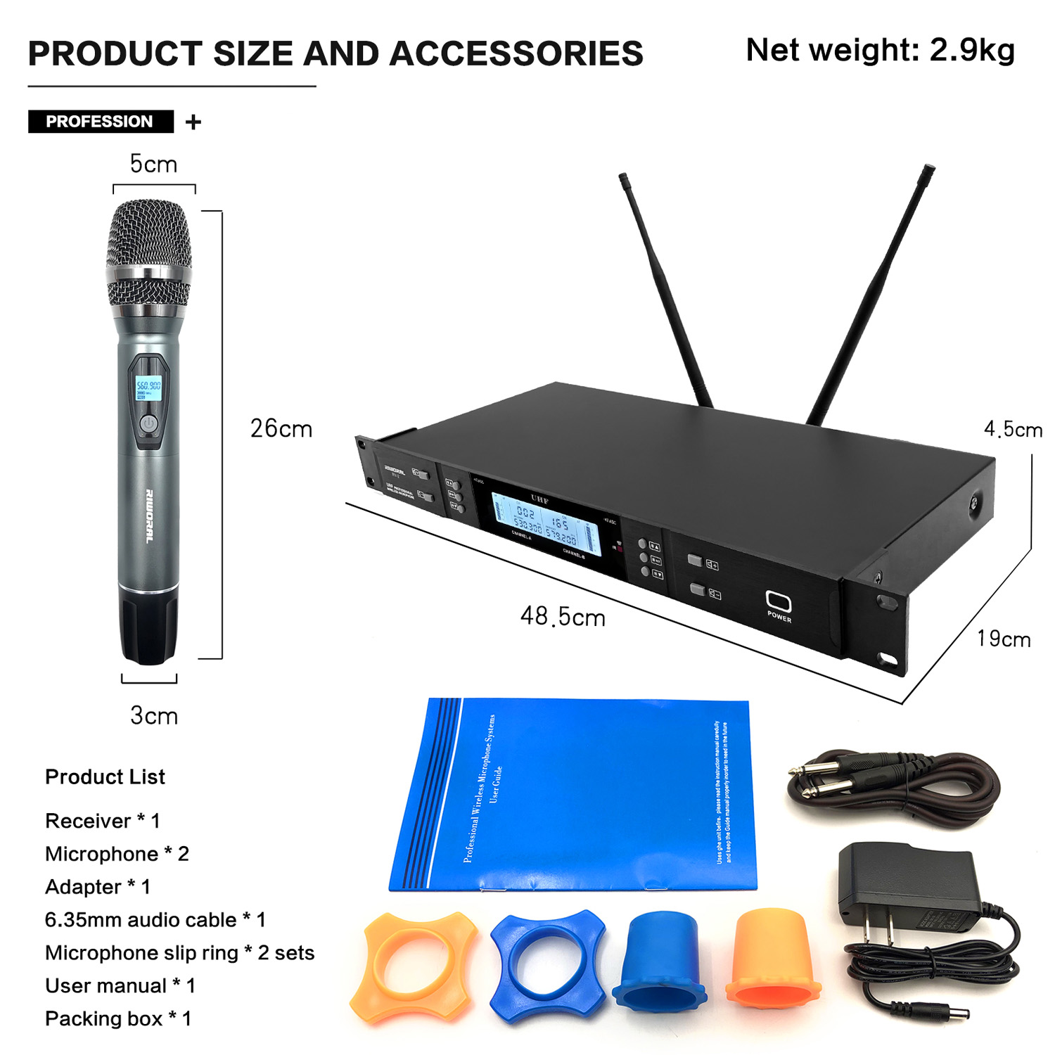 Condenser Microphone Kit - Profesjonalny bezprzewodowy mikrofon karaoke FM RV-2