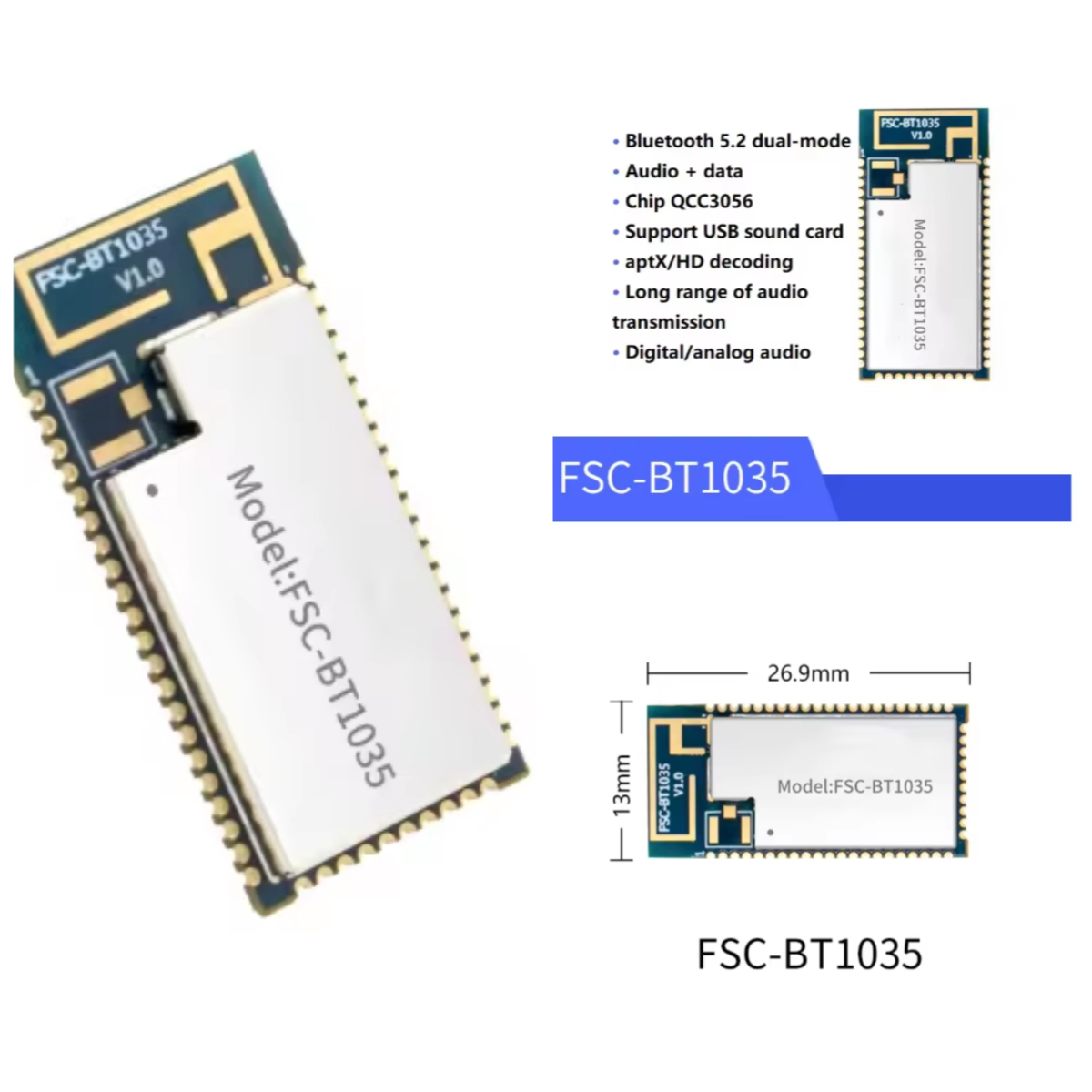 Usb Sound Card - Moduł FSC-BT1035 z chipem QCC3056, moduł